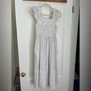 Loft - Smocked Ruffle Midi Pocket Dress